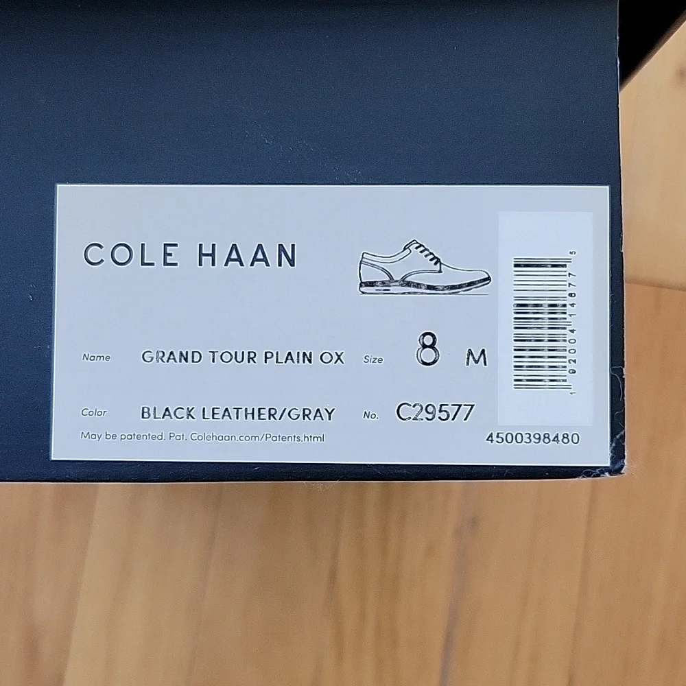 Cole Haan Men's Grand Tour Plain Oxford Black Dress Shoe Size 8 - Picture 9 of 9